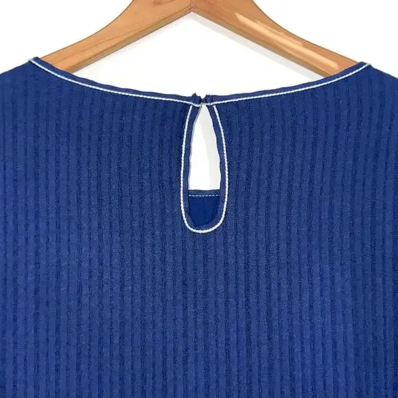 MSSP Max Studio Navy Blue White Embroidered Floral Marielle Mini Dress Size XL - Picture 9 of 13